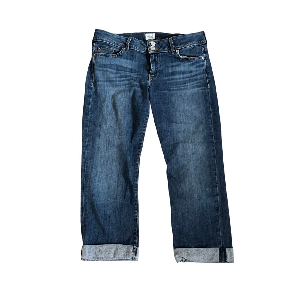 Hudson Jeans Womens 32 Ginny Crop Straight Cuff Medium Wash Denim Flap Pockets